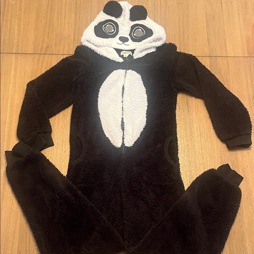Cozy Panda Kids Footie Pajamas - Black and White